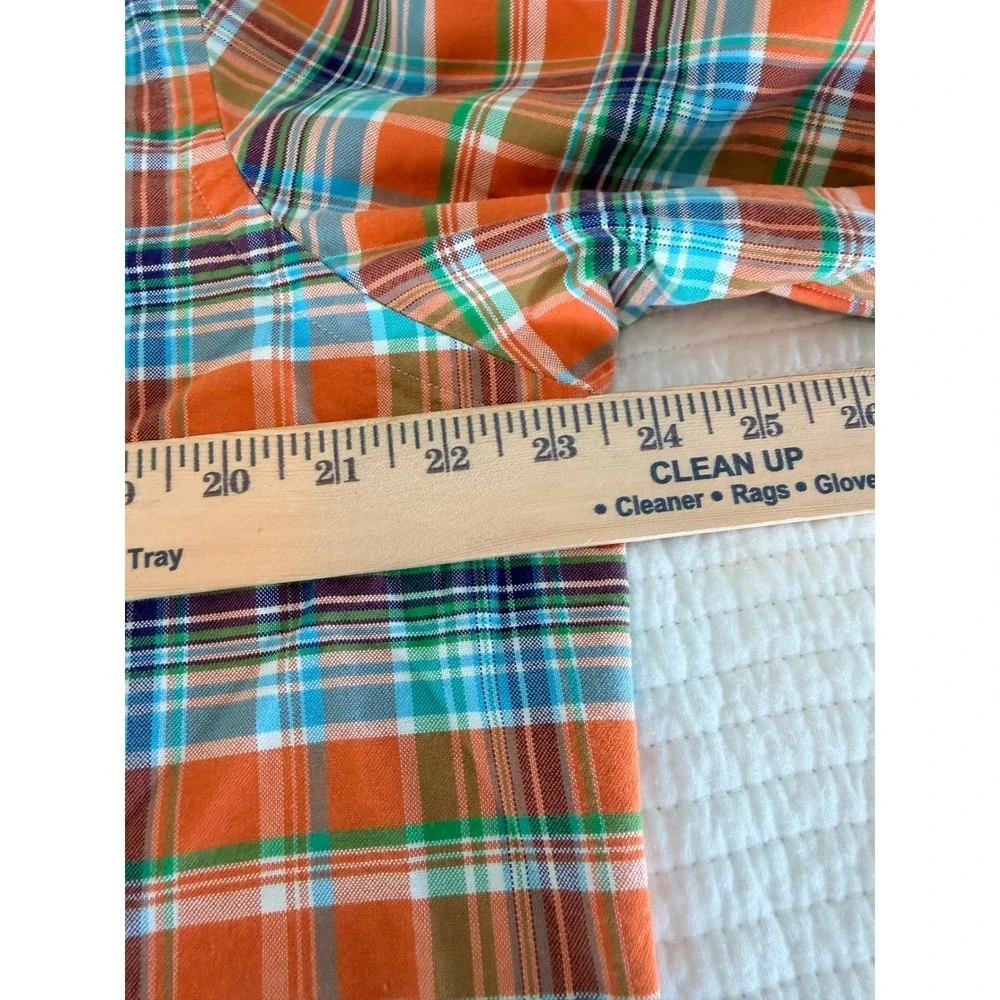 Polo Ralph Lauren Mens Orange Teal Plaid Button Down Shirt L‎ Cotton Long Sleeve